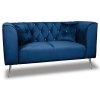 Sofa skandynawska dwuosobowa na wysokich metalowych nogach, sofa pikowana w guziki kryształowe - Kare 2-osobowa
